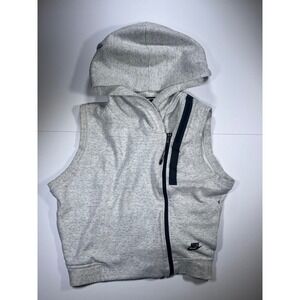 Nike Tech Fleece Sleeveless Hoodie Vest Women Large Grey Asymmetrical Zip Hooded